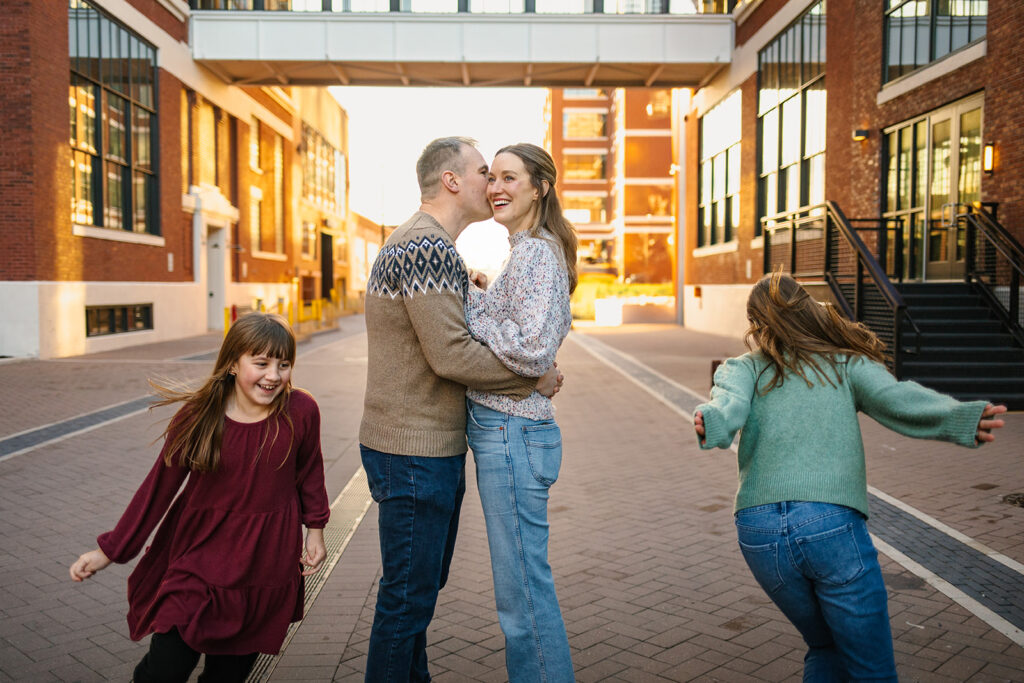 urban vibes as family has fun downtown